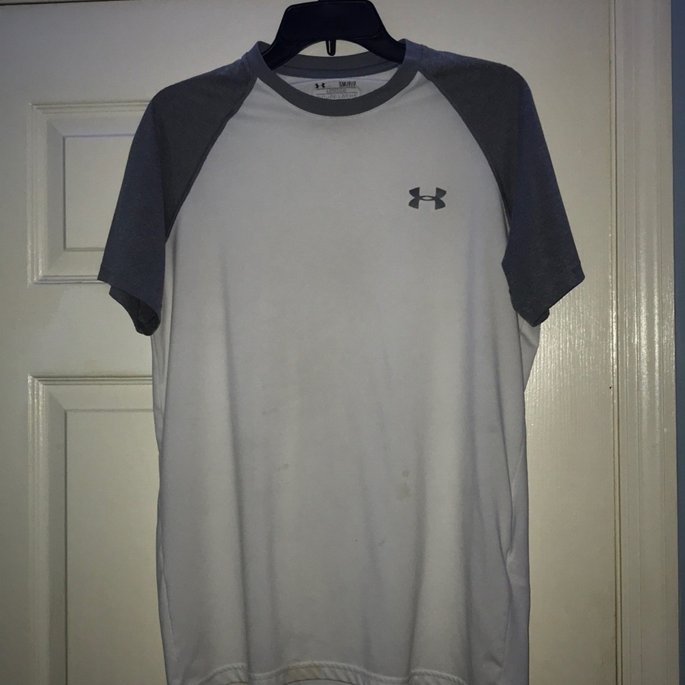 White and Grey Under Armour Shirt